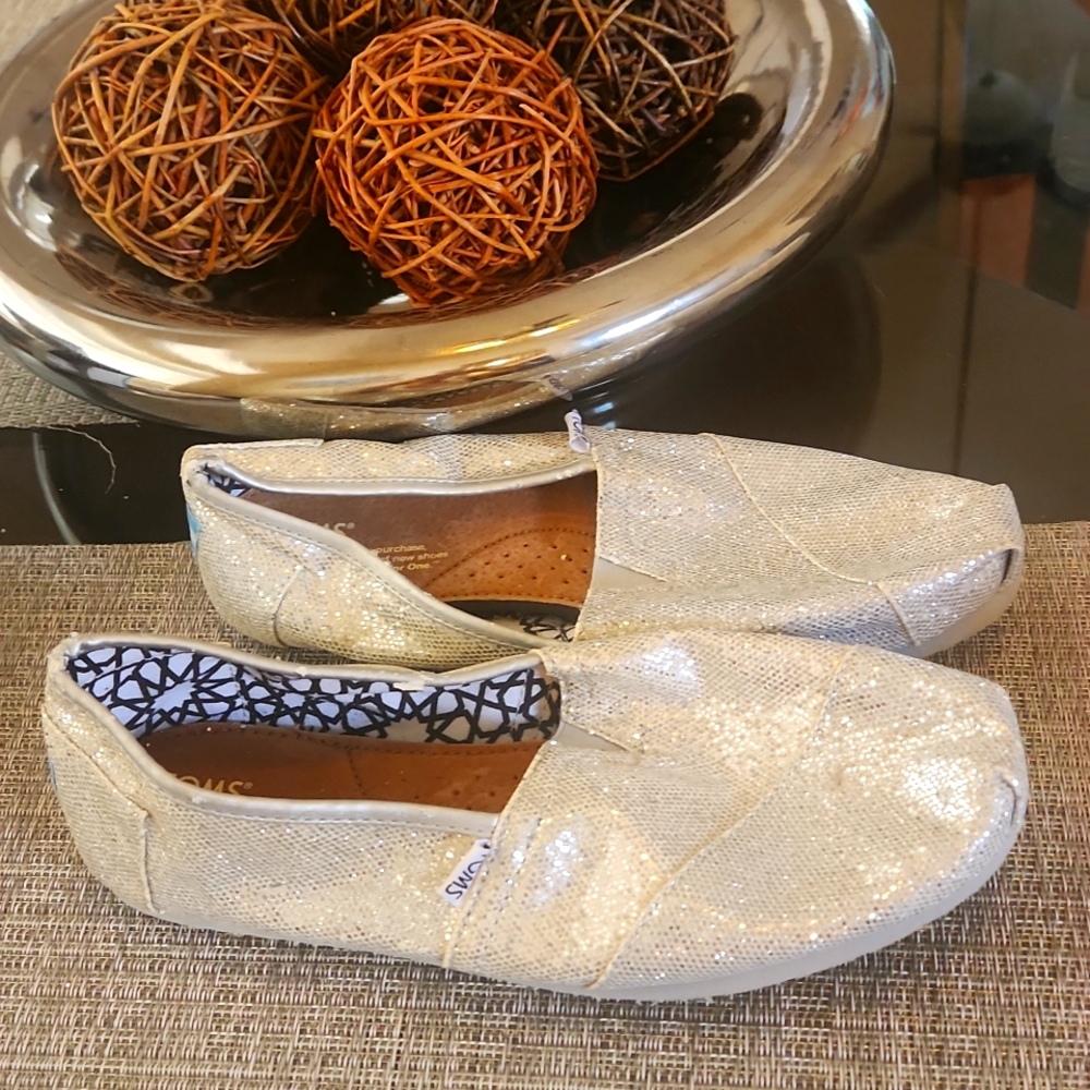 Toms women alpargatas flats glitter women 9.5